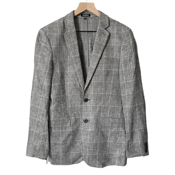Express Men's Extra Slim Fit Blazer in Gray Check Plaid Size 36R - Picture 1 of 7